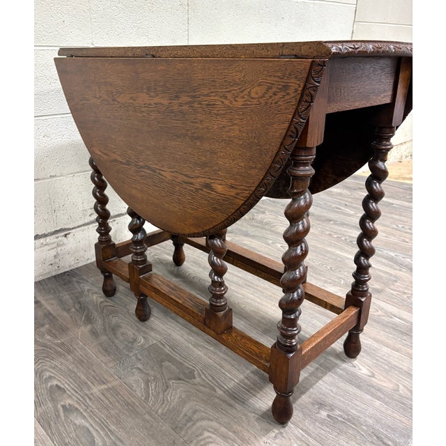 Late 19th Century Antique 1800s English or American Jacobean Revival Drop Leaf Gate Leg Table For Sale - Image 5 of 14