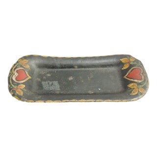 Vintage Folk Art Tole Pencil Tray For Sale