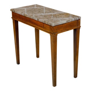Walnut French 19th Century Console Table with Variegated Marble Top For Sale