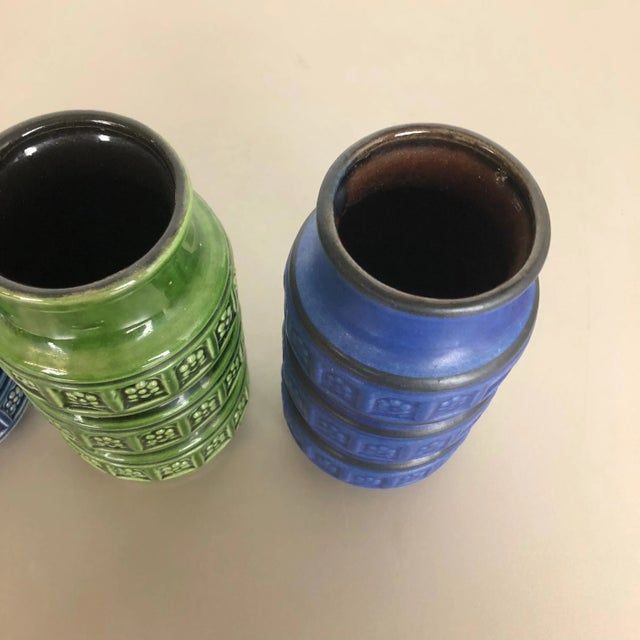 Multi-Color Pottery Fat Lava Vases from Scheurich, Germany, 1970s, Set of 3 For Sale - Image 10 of 18