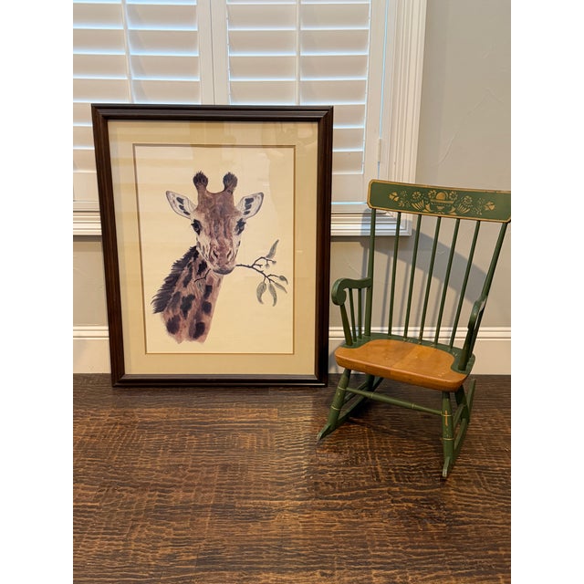 1970s 1975 Jacquie Marie Vaux "Giraffe" Signed Limited Edition Lithograph, Framed For Sale - Image 5 of 11