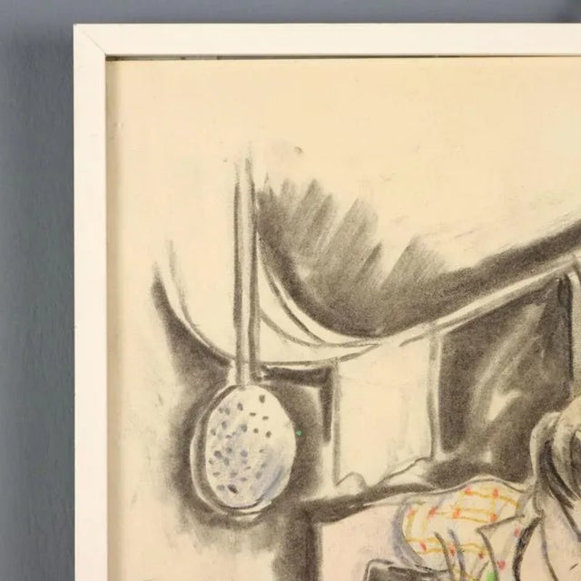 Nicola Benois, Man in the Kitchen, 20th Century, Mixed Media on Paper For Sale - Image 10 of 11