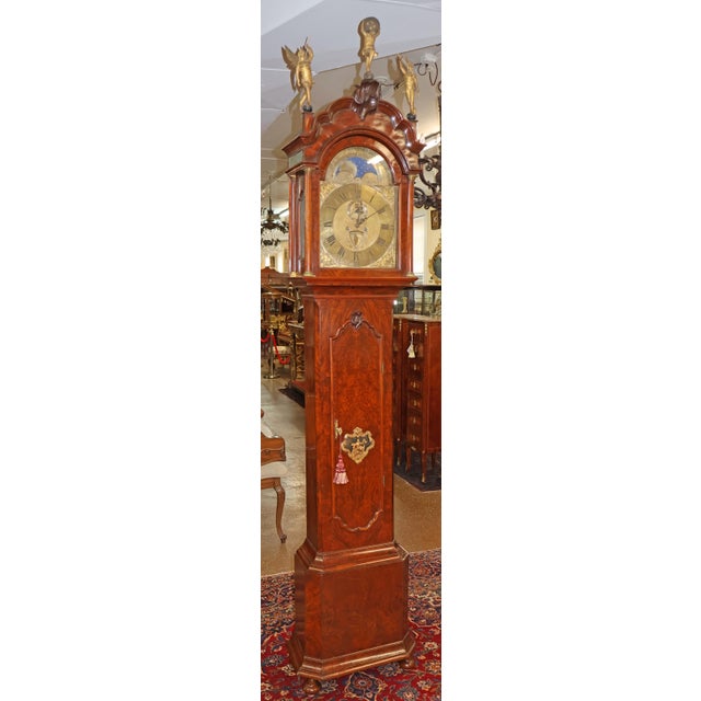 Rococo Klaas Troost 18th Century Dutch Burl Walnut Tall Case Grandfather Clock For Sale - Image 3 of 18