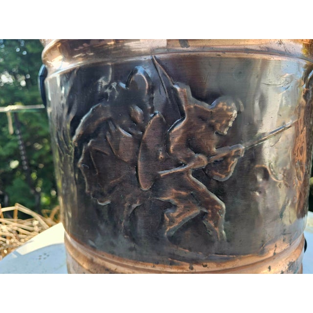 Art Deco Copper and Wood Container for Fireplace, 1940s For Sale - Image 3 of 8