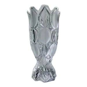 1980's Mikasa Frosted & Clear "Oval Dot" Pressed Glass Vase