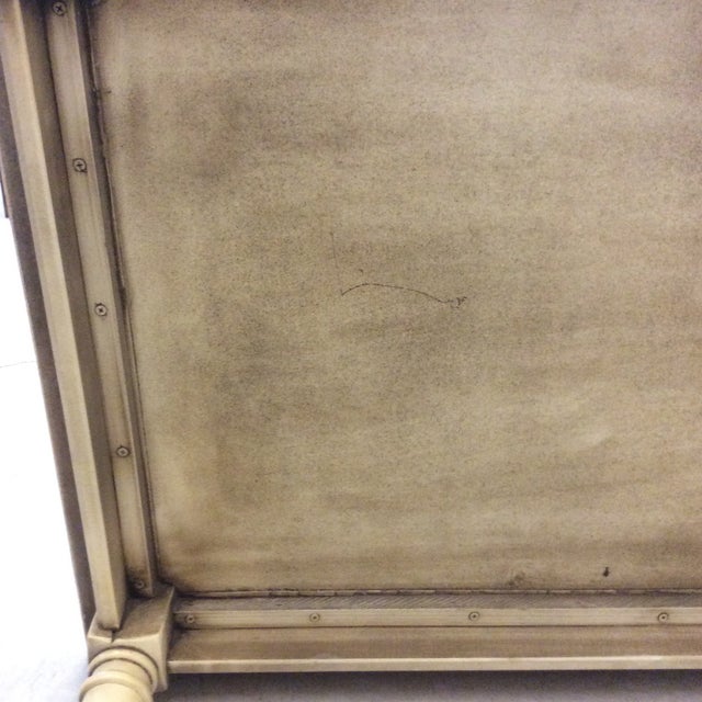 French Country Yellow Wood Coffee Table with Herringbone Pattern Top