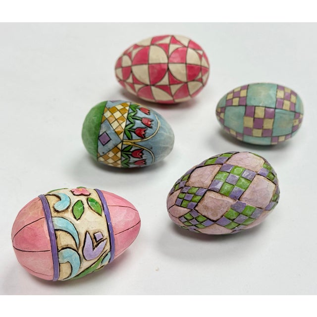 Vintage Painted Jim Shore Wood Eggs, Set of 5 For Sale In Kansas City - Image 6 of 7