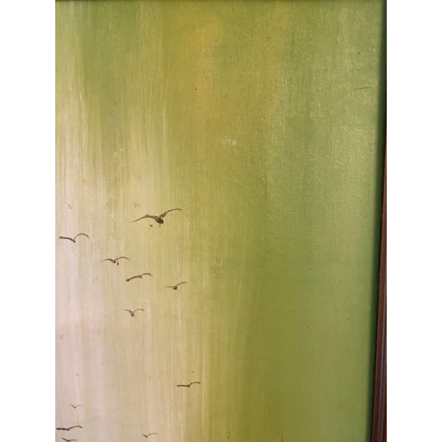 Green Mid-Century Nautical Oil Framed Painting by Raymond For Sale - Image 8 of 16