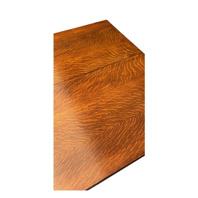 American 1930s Tiger Oak/Quarter Sawn Table With Color Matched Hard Rock Maple Fiddleback Chairs - All High End Handcrafted Furnitire For Sale - Image 3 of 10