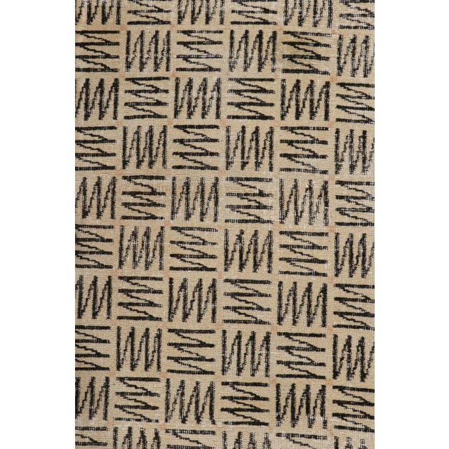 Mid-Century Modern Vintage Zeki Müren Rug With Beige With Brown Geometric Patterns | Rug & Kilim For Sale - Image 3 of 7