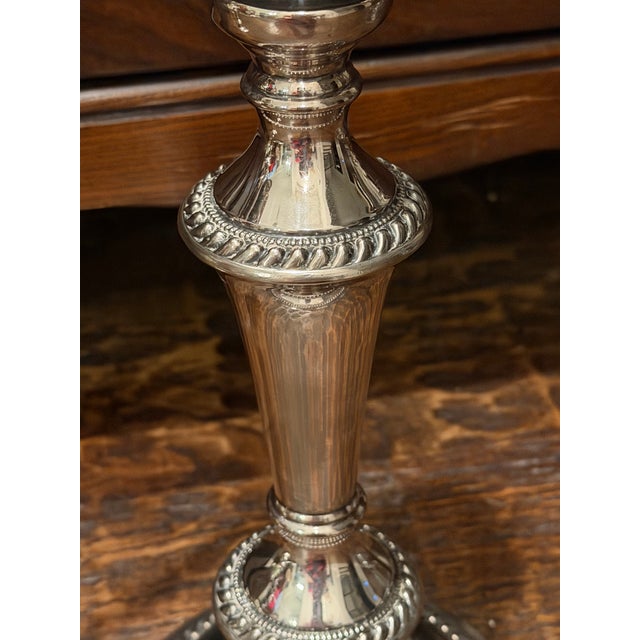 Metal Pair of George III Old Sheffield Plate Three-Light Candelabra, Early 19th Century For Sale - Image 7 of 18