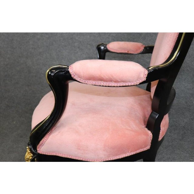 10 Louis XV Style 19th C. Ebonized & Bronze Mounted Dining Chairs For Sale - Image 12 of 17