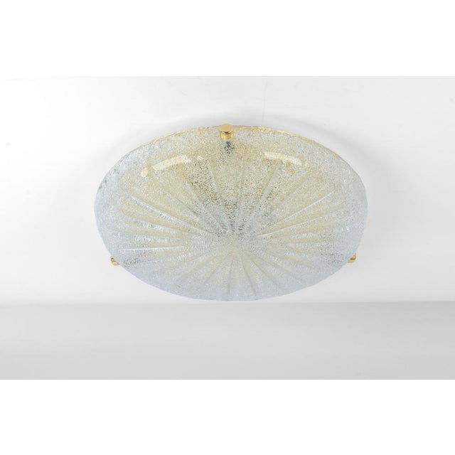 Large Round Murano Amber Sunbrust Flushmount attributed to Hillebrand, Germany, 1970s For Sale - Image 3 of 14