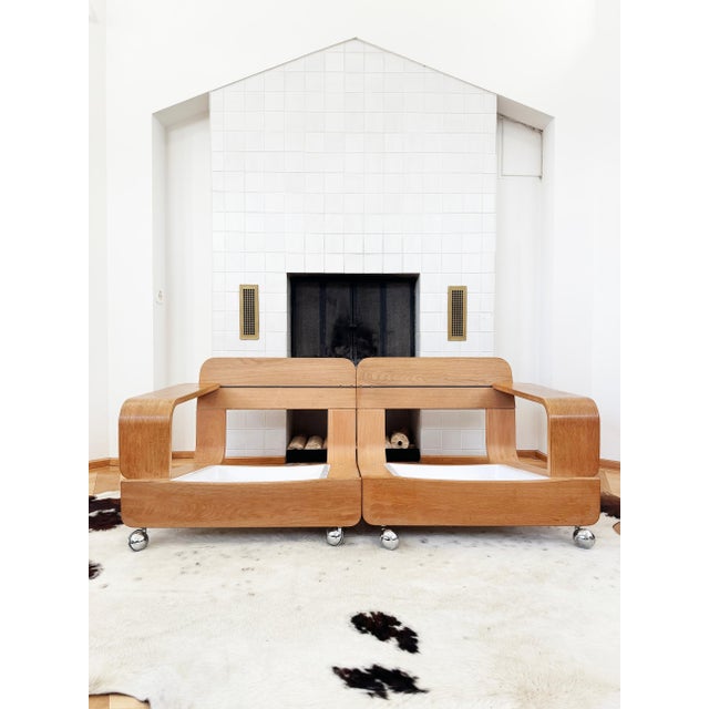 Stunning masterpiece 1970s Italian Two-Seater Loveseat Sofa in the manner of the Cassina Mario Bellini Pianura chair, in...
