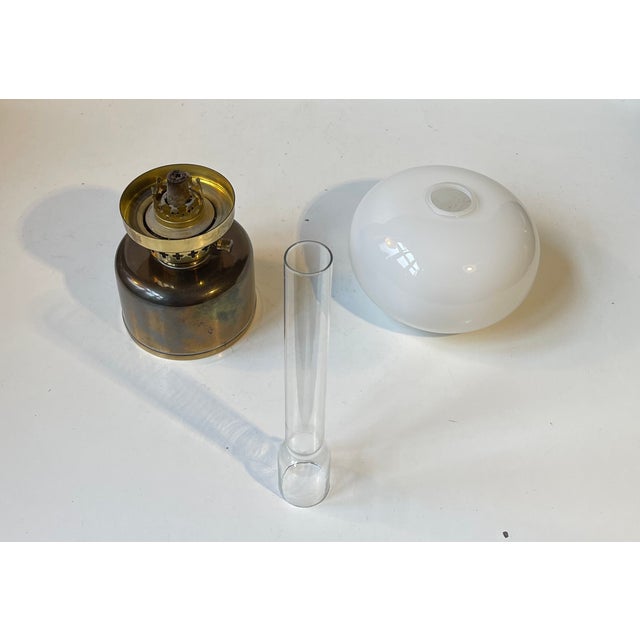 Mid-Century Modern Swedish Modern Oil Table Lamp in Brass and Opaline Glass by Hans-Agne Jakobsson, 1960s For Sale - Image 3 of 9