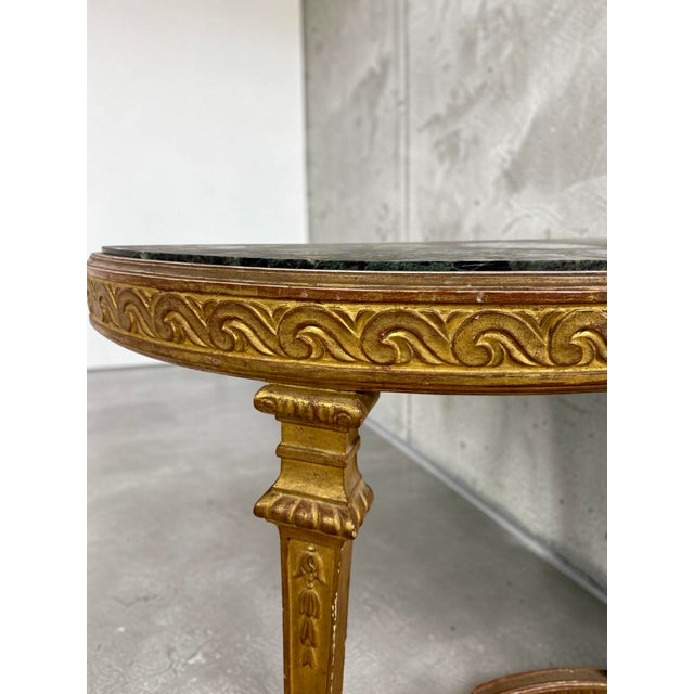 Giltwood Demilune Marble Console Tables, Set of 2 For Sale - Image 5 of 7