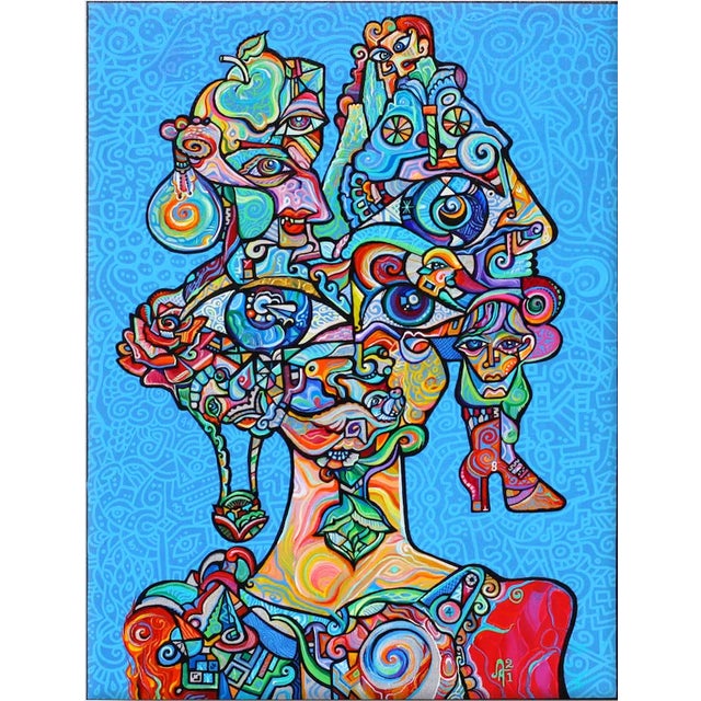 2020s "Life Coach" Contemporary Abstract Cubist Acrylic Painting by Alexander Arshansky For Sale - Image 5 of 5