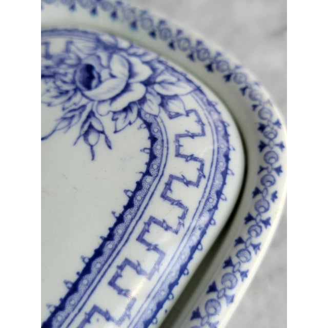 Ceramic Antique F&b Thorn Blue & White Ceramic Toothbrush Box For Sale - Image 7 of 11