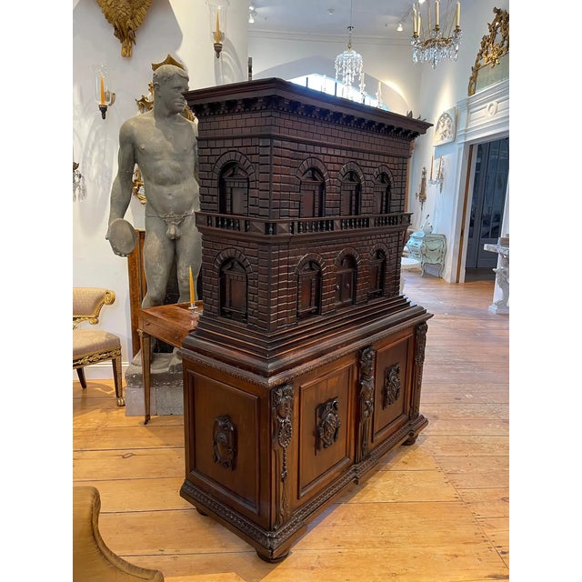 Wood Italian Renaissance Walnut Collector's Cabinet or Vargueno For Sale - Image 7 of 12