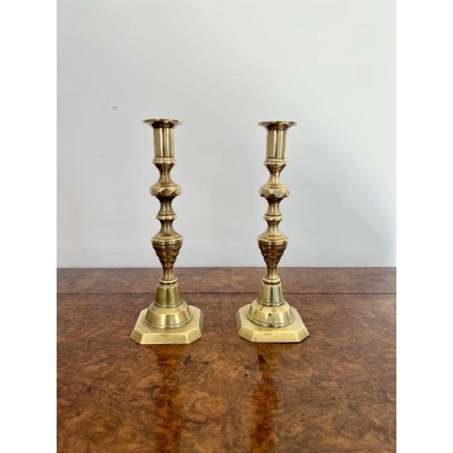 Victorian Brass Candlesticks, 1860s, Set of 2 For Sale - Image 3 of 4