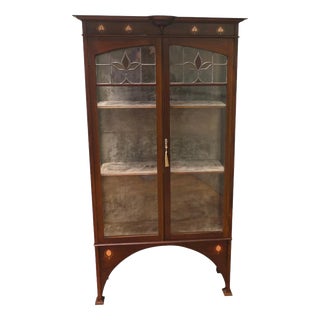 Tall Arts and Crafts Glazed Display Cabinet, 1880 For Sale