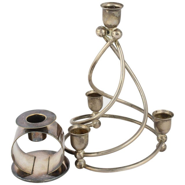 1920s Art Nouveau Spiral Candlesticks, Germany 1920s, Set of 2 For Sale - Image 5 of 5