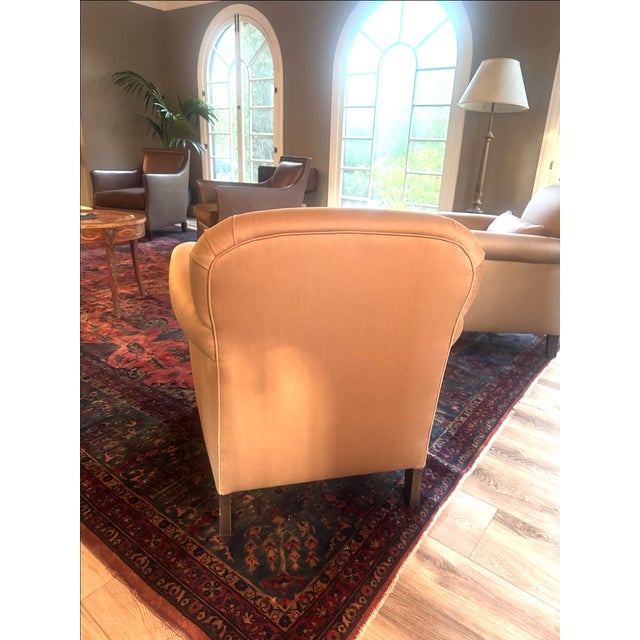 2010s Pair of Designer Lounge Chairs Newly Upholstered in Holland & Sherry Polished Wool For Sale - Image 5 of 9