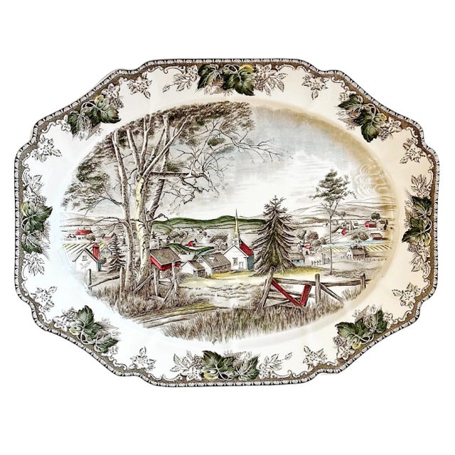 1990s English Ironstone Johnson Bros Friendly Village Thanksgiving Turkey Platter For Sale - Image 10 of 10