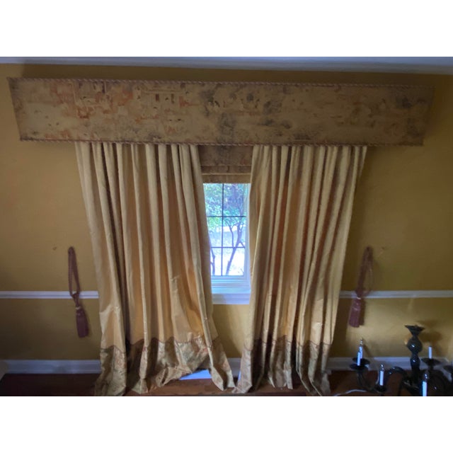 Set of Silk Custom Made Drapes, Cornice and Roman Shades Plus Tassels