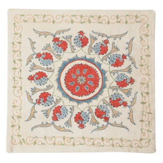 19"x20" Embroidered Pillow Cover. Boho & Chic Home Decor. All Silk Cushion Cover For Sale