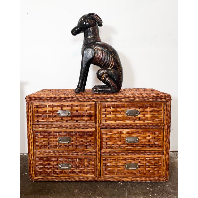 Vintage carved wood dog. Large rustic carved dog statue, reminiscent of classic greyhound/whippet statues. Large, life...