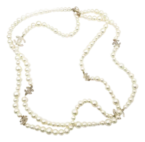 Chanel Rare Vintage Gold Plated CC Crystal 2 Strand Necklace