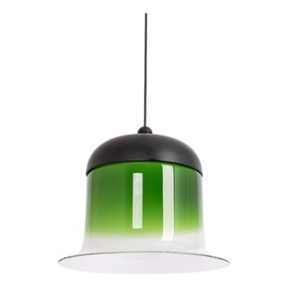 Large Green White Glass Pendant Light from Peill and Putzler, Germany, 1970s For Sale