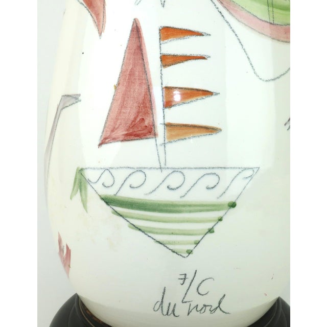 Yellow Elc Du Nord Ceramic Mid-Century Modern Table Lamps With Ship Motif, a Pair For Sale - Image 8 of 11