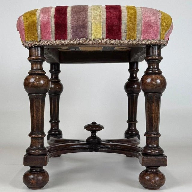 Antique English William and Mary Style Mahogany Stool, 1800s For Sale - Image 9 of 11