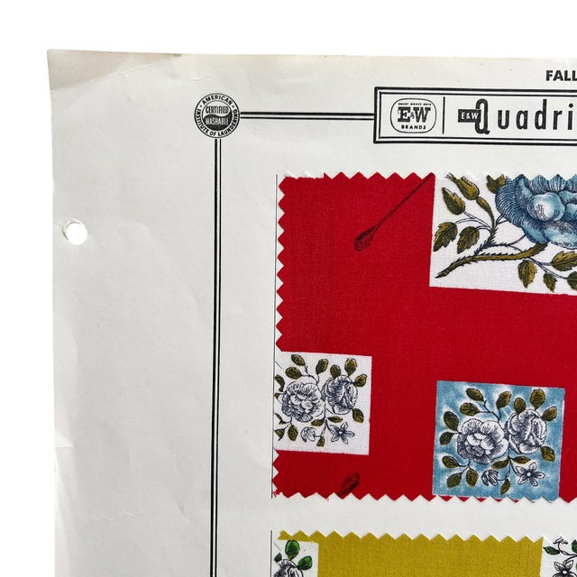 1950s 1956 E&w Quadriga Cloth Fabric Sample Board, Mid-Century Textile Display For Sale - Image 5 of 9