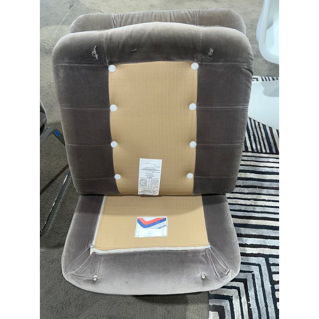 1975 Roche Bobois Gray Tufted Velvet Cantilever Chairs- Set of 2 For Sale - Image 9 of 12