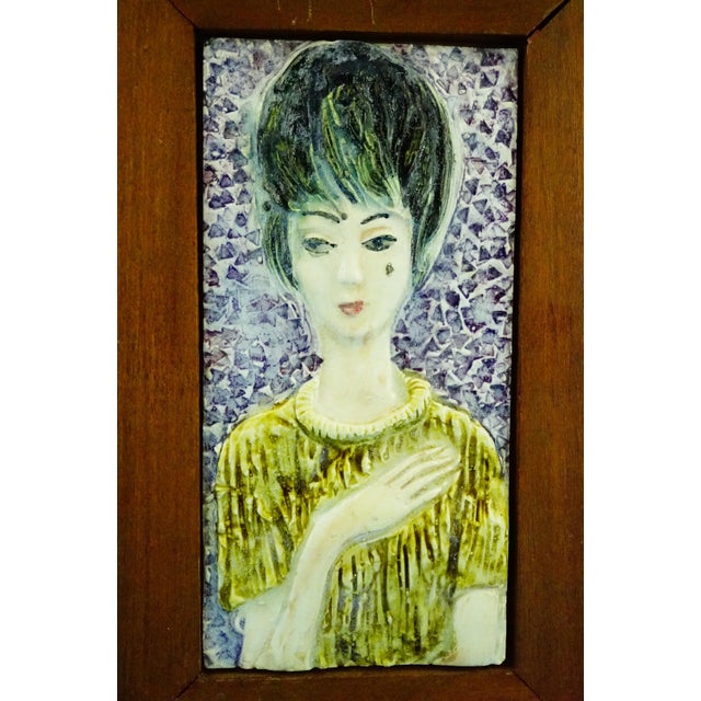 Vintage Ceramic Tile Plaque, 1950s For Sale - Image 4 of 11