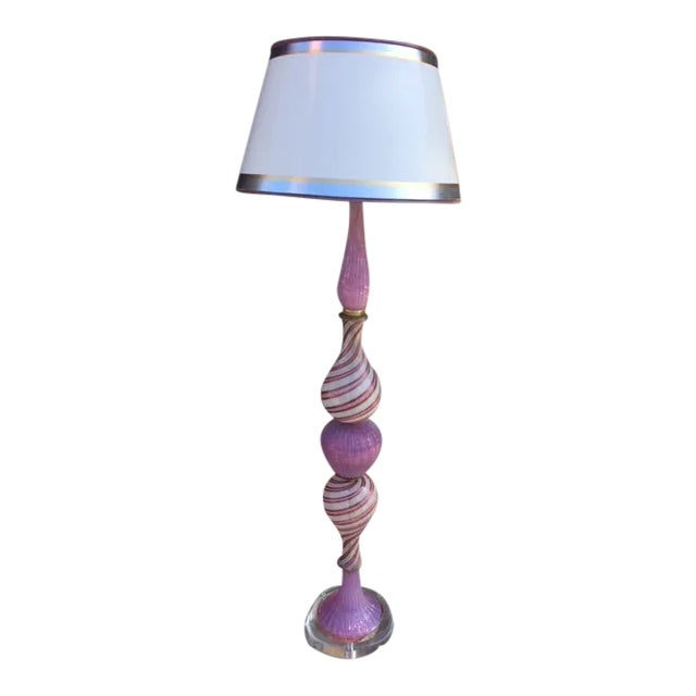 Vintage Murano Floor Lamp Pink Opaline with Shade Chairish