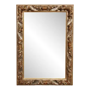 1980s Neoclassical Style Silver Gold Carved Wall Mirror
