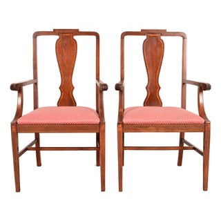 Baker Furniture Style Federal Inlaid Mahogany Armchairs, Pair For Sale