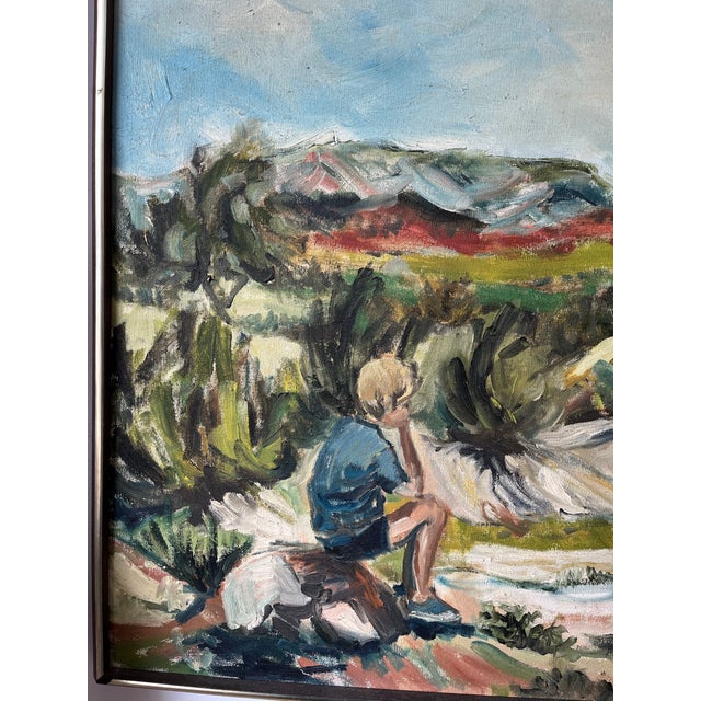 1990s Scarborough Acrylic on Canvas Painting of a Boy in the Country For Sale In New York - Image 6 of 11