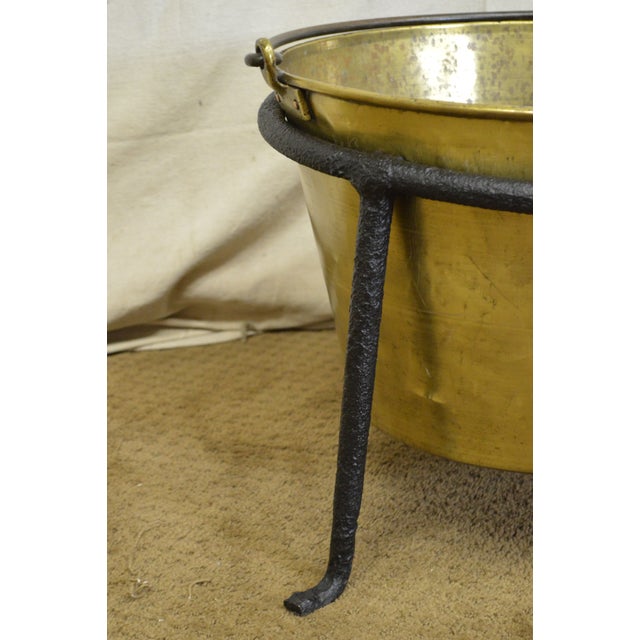 Antique Hammered Brass Kindling Bucket W/ Iron Stand Chairish