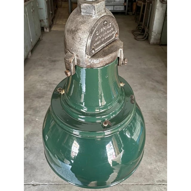 Industrial Large Vintage Industrial Factory Light by Simplex, 1940s For Sale - Image 3 of 11
