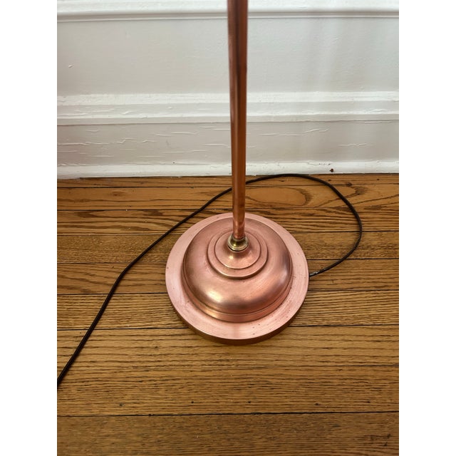 Metal Rare Vintage Copper Floor Lamp With Brass Fittings and Glass Shade For Sale - Image 7 of 9