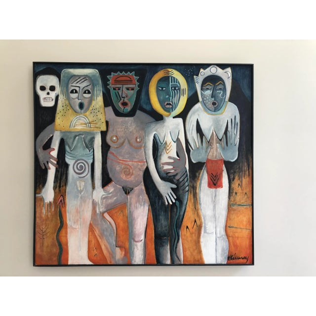 Large Original Oil on Canvas Kinney Painting Jean-Michael Basquiat Style For Sale - Image 13 of 13