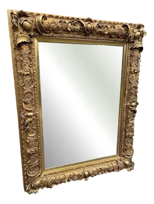 Large Antique English Gilt Ornate Framed Mirror, 19th Century