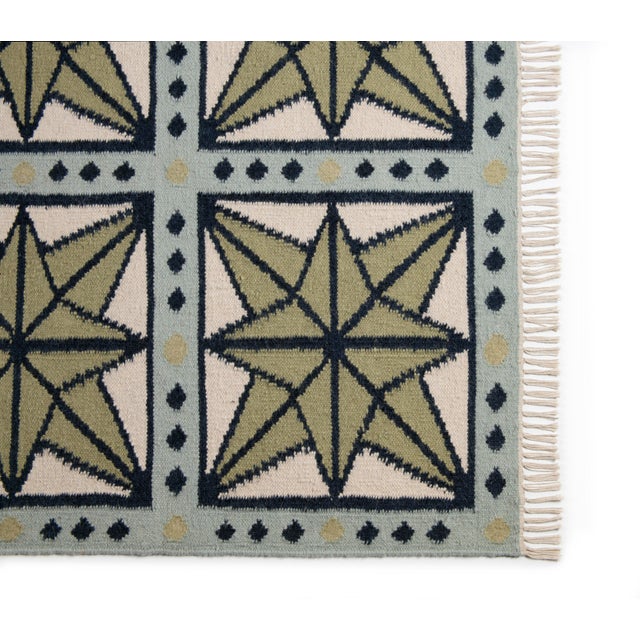 Not Yet Made - Made To Order Part & Parcel Goods Wool Star Rug, 10' x 14', Sage, Navy, Sky Blue and Eggshell For Sale - Image 5 of 5