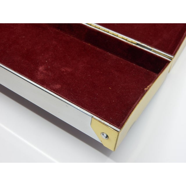 Brass Mid-Century Patchwork Cityscape Brass/Chrome Gentlemen's Jewelry Box For Sale - Image 8 of 9