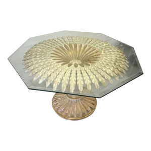 1970s Vintage Hollywood Regency Palm Base Table